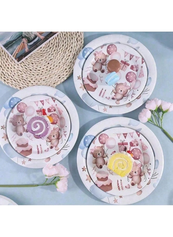 Gender Reveal Party Decoration Set of 50 Pieces Including 10 Plates (7 Inch), 10 Plates (9 Inch), 10 Paper Cups, and 20 Napkins – Adorable Teddy Bear Design in Blue and Pink, Perfect for Gender Reveal Parties, Birthdays, and Baby Showers - Image 5
