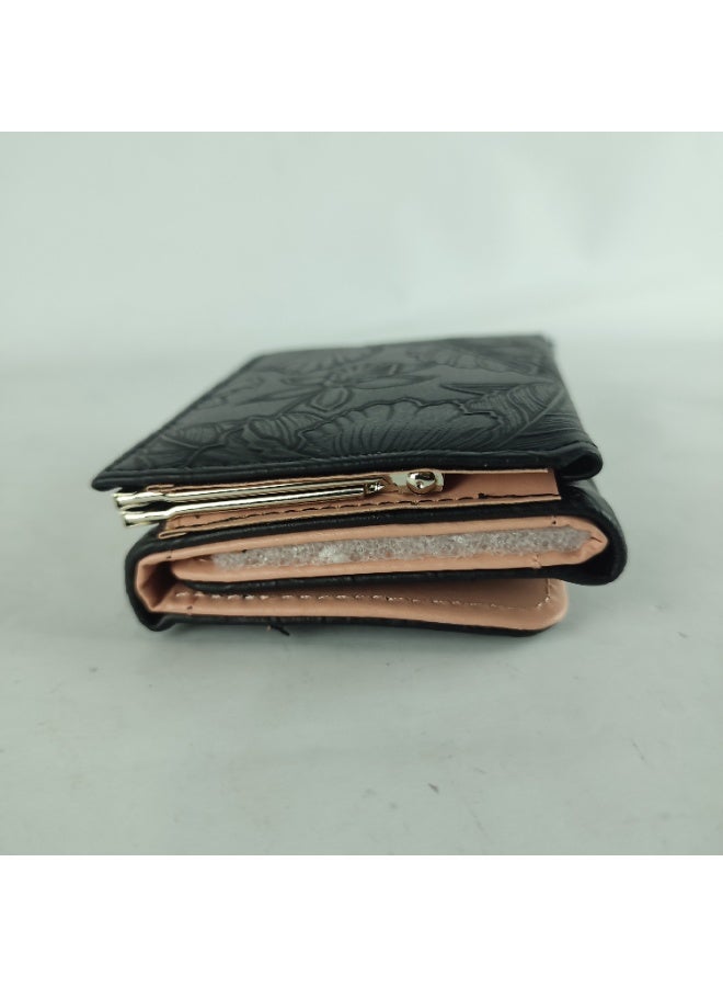 محفظة نسائية مصنوعة من جلد عالي الجودة ، سوداء - Image 3