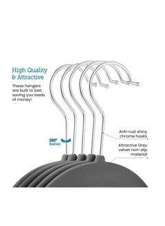 TYCOM Non Slip Velvet Hangers Suit Hangers 50 Pack Ultra Thin Space Saving 360 Degree Swivel Hook Clothes Hangers Hold Up to 10 Lbs for Coats Jackets Pants Dress Clothe 50p White.  - Image 2