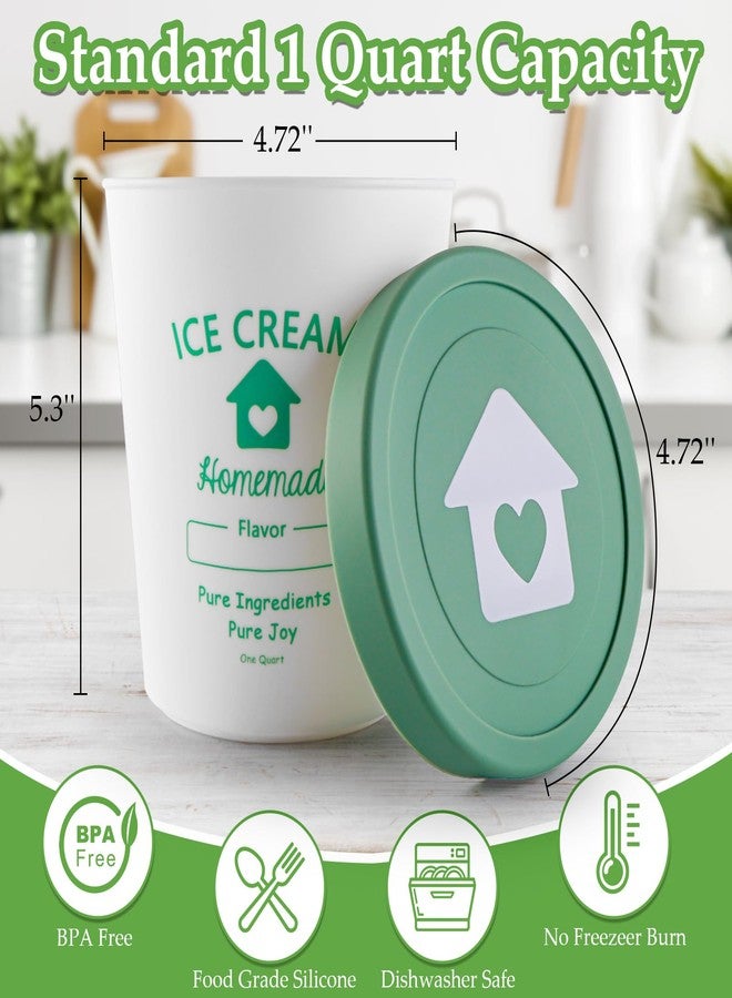 cyrico Ice Cream Containers with Silicone Lids for Homemade Ice Cream, 4 Pack 1 Quart Each Reusable Sorbet Frozen Yogurt Storage Containers Set BPA Free Stackable Leakproof Dishwasher Freezer Safe - Image 3