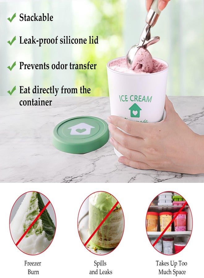 cyrico Ice Cream Containers with Silicone Lids for Homemade Ice Cream, 4 Pack 1 Quart Each Reusable Sorbet Frozen Yogurt Storage Containers Set BPA Free Stackable Leakproof Dishwasher Freezer Safe - Image 5