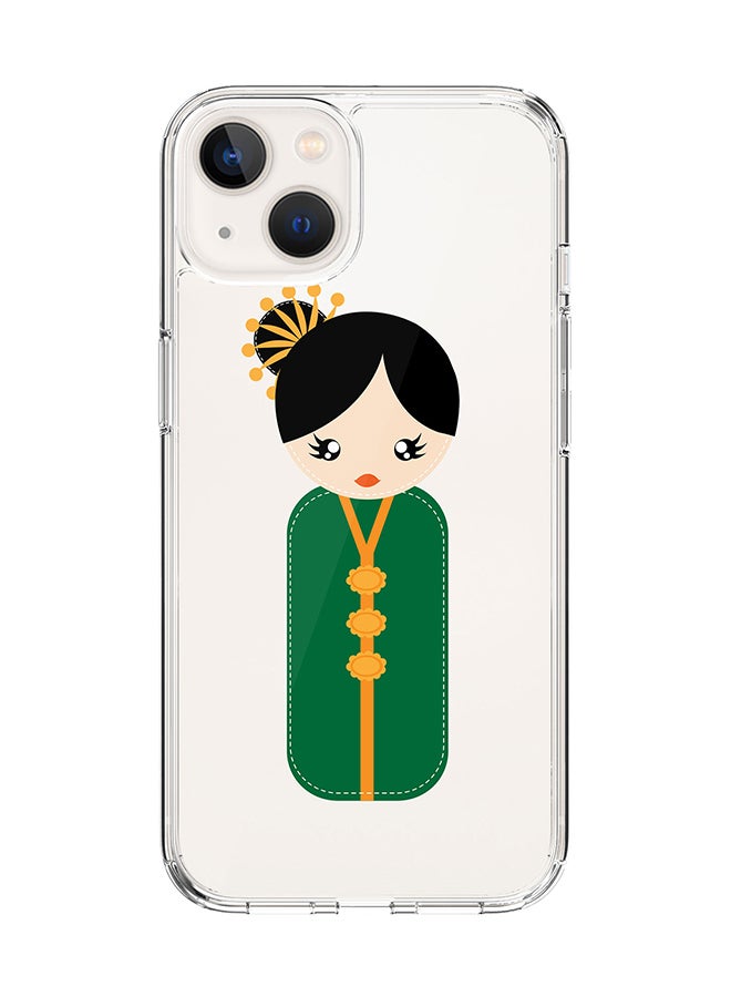 Stylizedd Classic Clear for Apple iPhone 14 Case Hybrid Soft Cover Flexible Edges Anti Drop TPU PC Gel Thin Transparent Cover [ Designed for Apple iPhone 14 ] - Japanese Doll