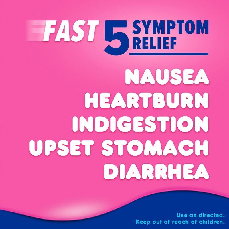 Pepto Bismol ULTRA Liquid, Upset Stomach Relief, Nausea Relief, Heartburn Relief, Indigestion Relief, Anti Diarrhea Medication for Adults - 5 Symptom Fast Relief, 12 oz (Packaging May Vary) - Image 2