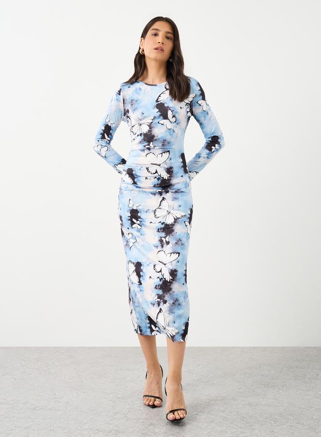 Take Two Butterfly Printed Bodycon Midi Dress - Image 2
