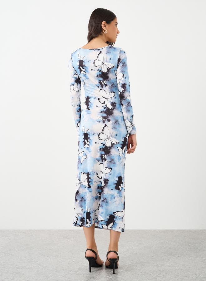 Take Two Butterfly Printed Bodycon Midi Dress - Image 5