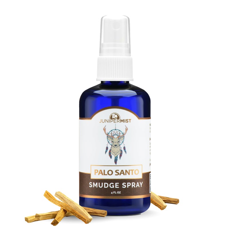 JUNIPERMIST Palo Santo and Sage Smudge Spray (4oz) Grounding & Clarity - Cleansing Energy & Aura â€“ Sage Spray for Smudging & Negative Energy â€“ Smokeless Mist for Home & Meditation â€“ Crystal Infused, USA Made - Image 1