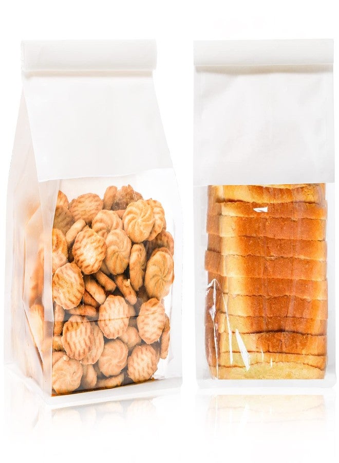 AVLA 50 Pack White Kraft Paper Bags with Window, Tin Tie Tab Lock Bags for Baked Goods, Wedding Favors & More - Image 1