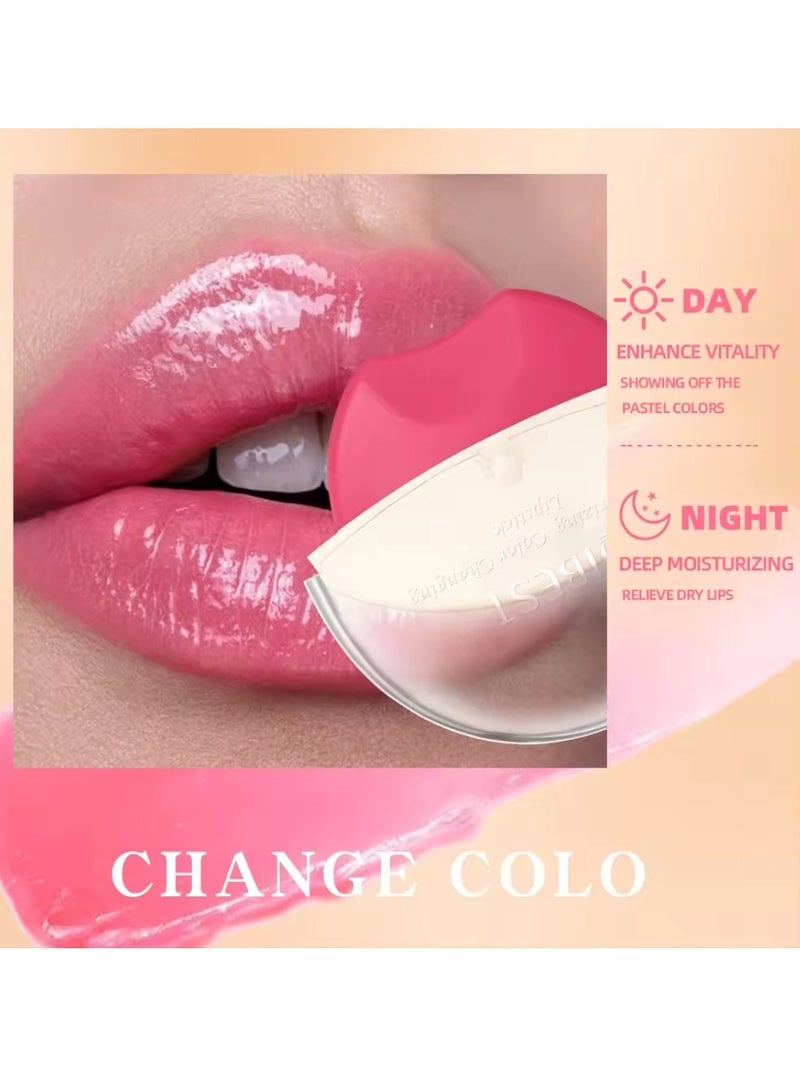 QiBest أحمر شفاه بتغيير اللون على شكل شفاه مع شمع النحل لمسة مرطبة بتغيير اللون حسب درجة الحرارة أحمر شفاه طويل الأمد سهل التلوين مرطب ومضيء 03 - Image 3