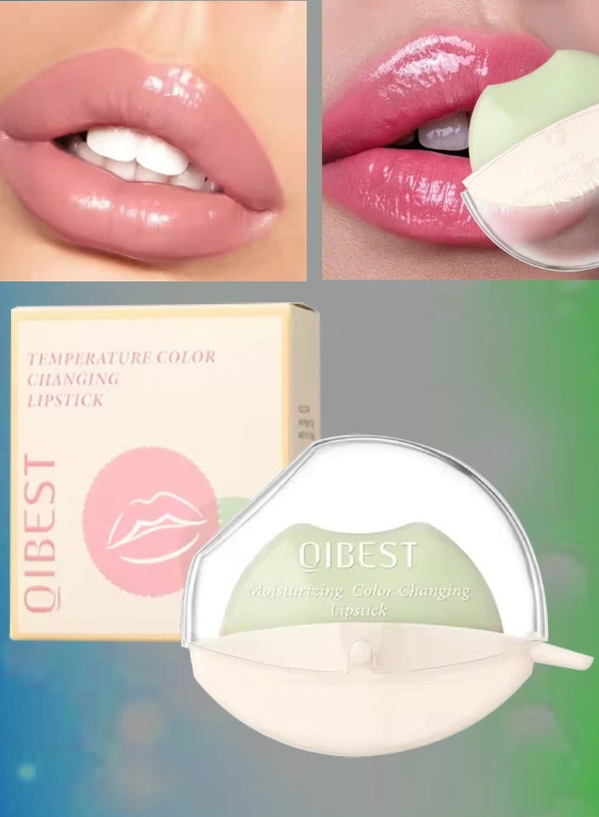 QiBest أحمر شفاه بتغيير اللون على شكل شفاه مع شمع النحل لمسة مرطبة بتغيير اللون حسب درجة الحرارة أحمر شفاه طويل الأمد سهل التلوين مرطب ومضيء 03 - Image 1