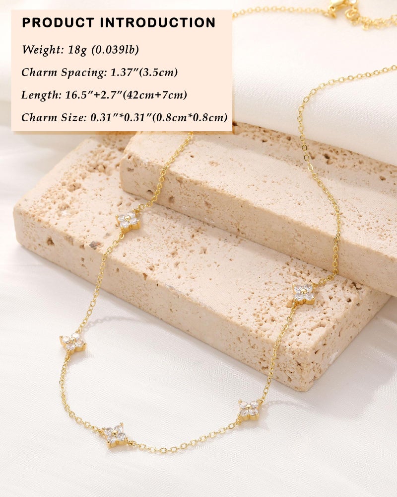 FUNEIA Dainty Silver Gold Necklaces for Women Trendy Non Tarnish 14K Gold Plated Cubic Zirconia Necklace Layered Cute Butterfly Heart Station Choker Necklace Stack for Wedding Prom Brides Jewelry - Image 4