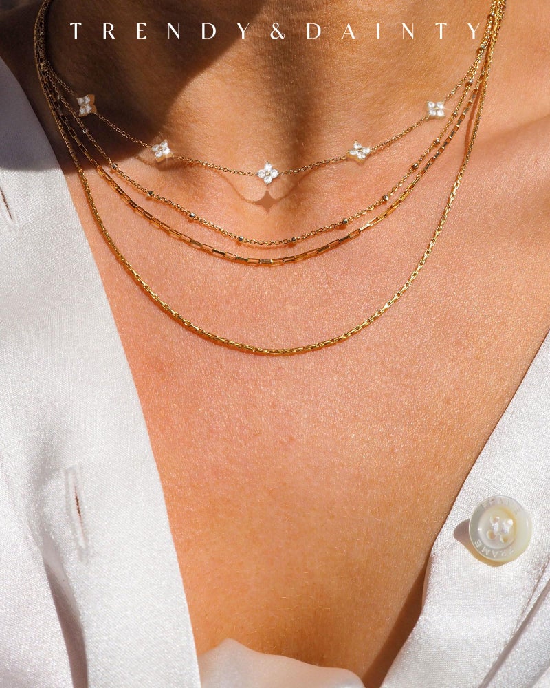 FUNEIA Dainty Silver Gold Necklaces for Women Trendy Non Tarnish 14K Gold Plated Cubic Zirconia Necklace Layered Cute Butterfly Heart Station Choker Necklace Stack for Wedding Prom Brides Jewelry - Image 3