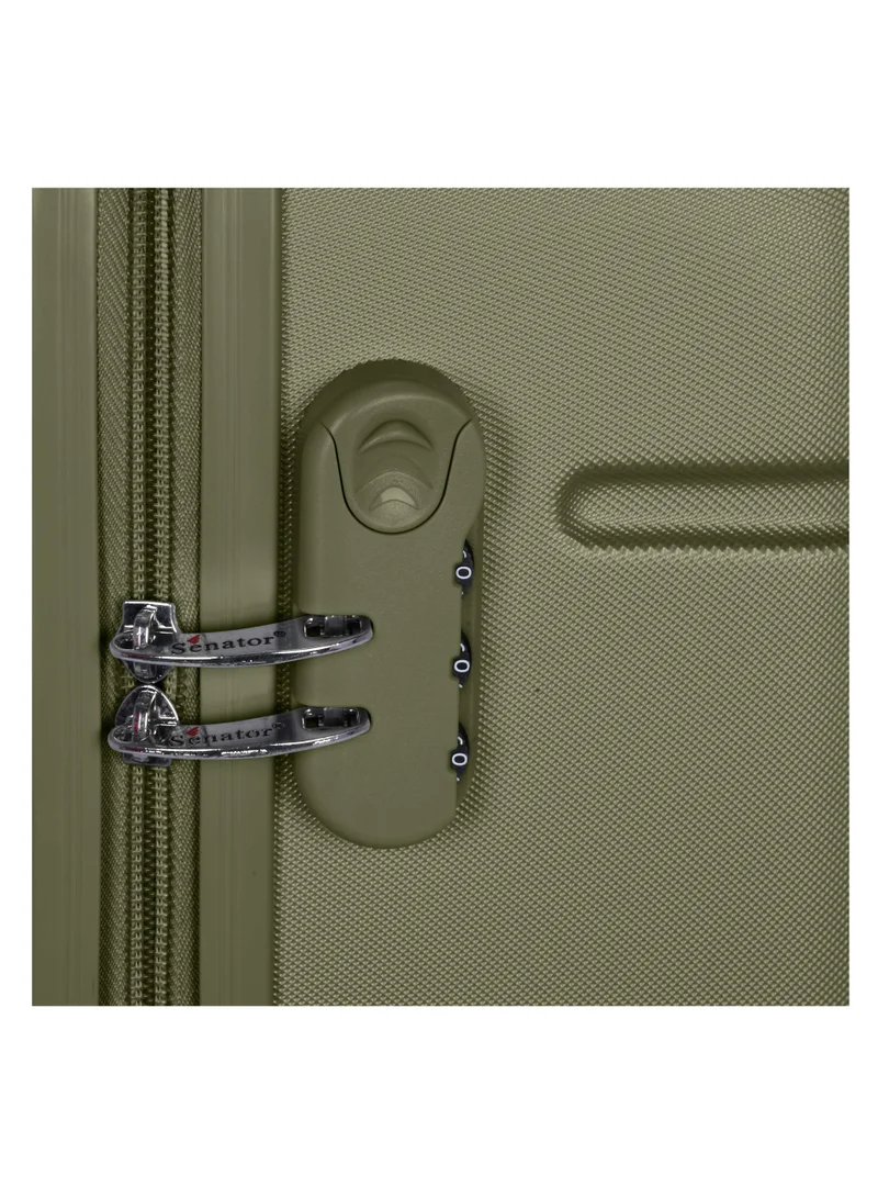 SENATOR Hard Case Travel Bag Large Luggage Trolley ABS Lightweight Suitcase with 4 Spinner Wheels A1012 Olive Green