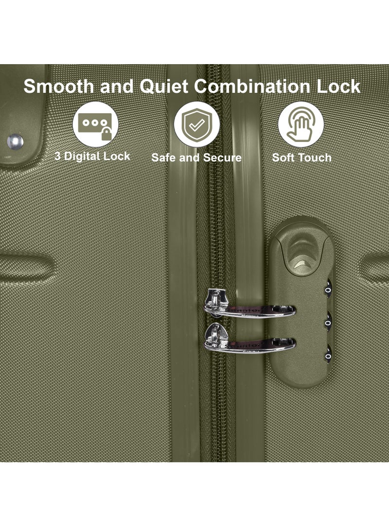 SENATOR Hard Case Travel Bag Large Luggage Trolley ABS Lightweight Suitcase with 4 Spinner Wheels A1012 Olive Green - Image 5