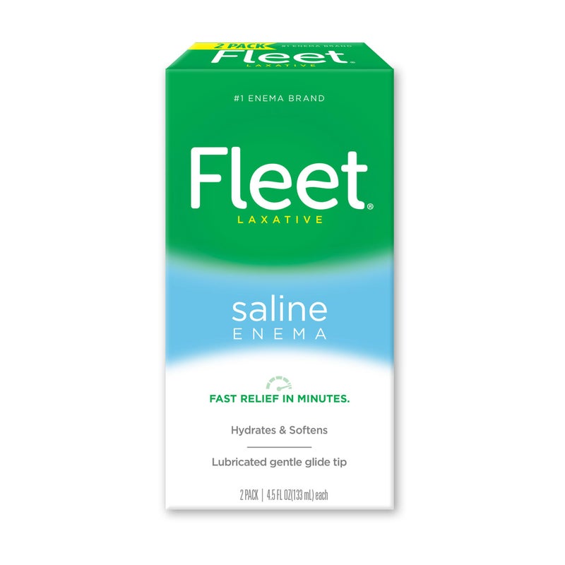 Fleet Laxatives, Saline Enema for Adult Constipation Relief, Prefilled Enema Kit for Fast Acting Constipation Relief, 4.5 fl oz, 2 Bottles - Image 1