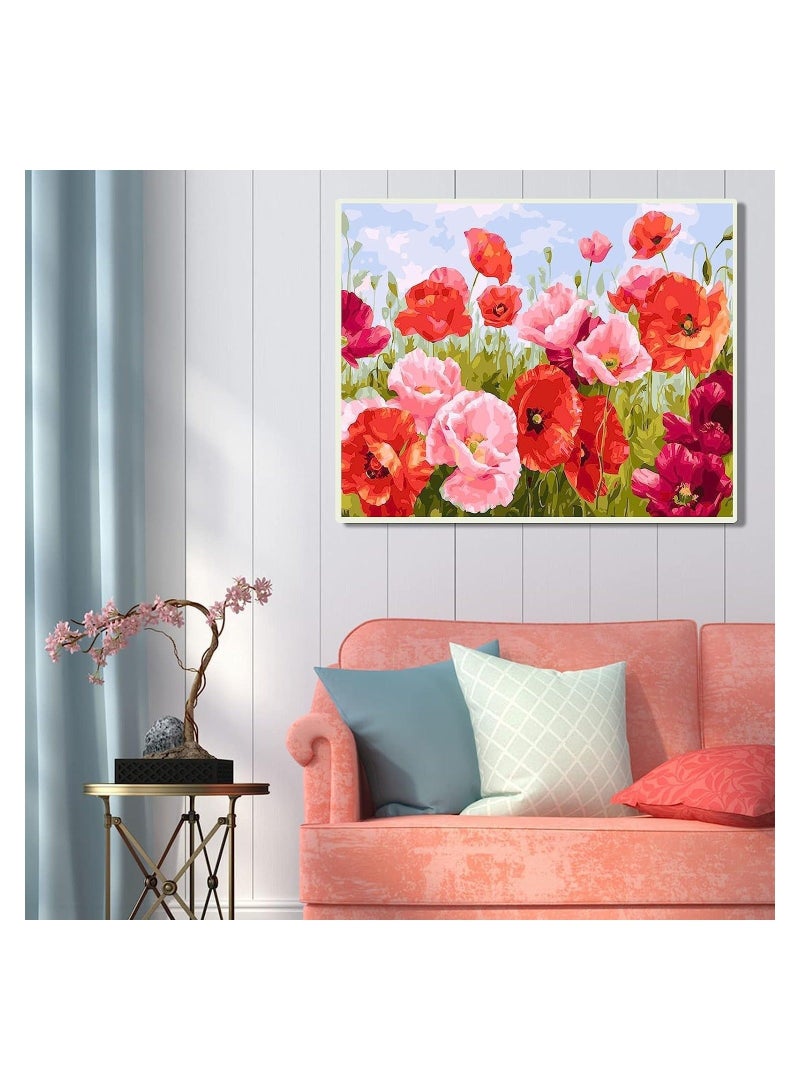 Captaintech DIY Paint by Numbers Canvas Oil Painting Kit Numbers Kits on Canvas Flowers Painting Kits for Kids & Adults 16" W x 20" L Drawing Paintwork with Paintbrushes Acrylic Pigment-Flying Flower - Image 2