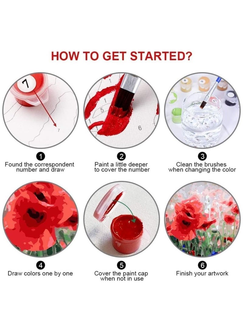 Captaintech DIY Paint by Numbers Canvas Oil Painting Kit Numbers Kits on Canvas Flowers Painting Kits for Kids & Adults 16" W x 20" L Drawing Paintwork with Paintbrushes Acrylic Pigment-Flying Flower - Image 5