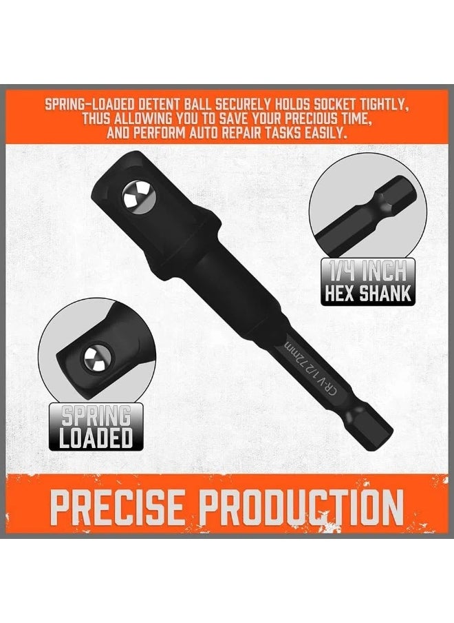 Generic 9-Piece Socket Adapter Extension Kit, 1/4, 3/8, 1/2 Inch Drive, 1/4 Inch Hex Shank, Impact Grade Extension Bits with Holder for Drills and Impact Drivers  - Image 3