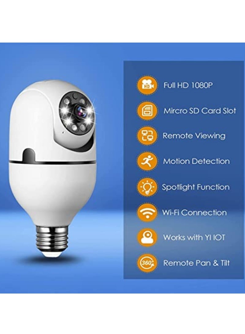 ELTRAZONE Pan Tilt Security Light Camera V380 130W dpi Smart Wireless WIFI Full Color Bulb Camera 2.4Ghz 360 Degree E27 Panoramic IP Camera (No SD Card) - Image 2