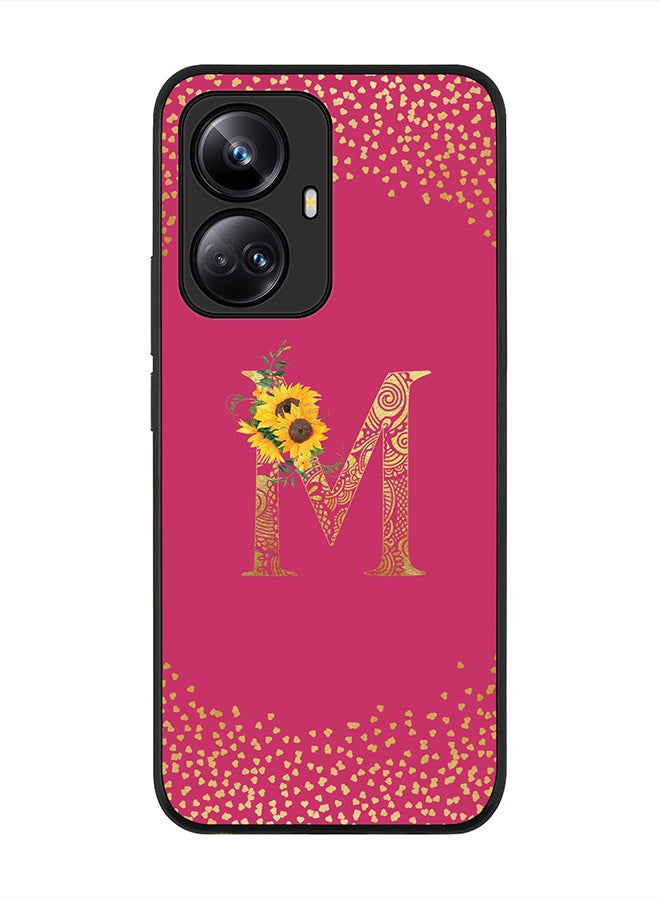 Stylizedd Cover for Realme 10 Pro Plus 5G Case , Rugged Black Slim fit Phone Cases Custom Monogram Initial Letter Mandala Floral Pattern Alphabet-M (Dark Pink Rose) - Image 1