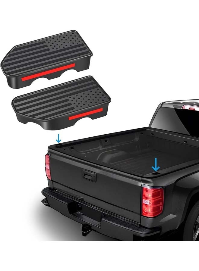 L&E Bed Rail Stake Pocket Covers for GMC Chevy Silverado/GMC Sierra 1500(2019-2024),GMC Sierra 3500HD(2020-2024)/2500,Ational Flag Truck Rear Holes Caps Bed Rail Holes Plugs Covers - Image 1