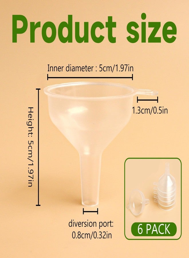 SBYURE Small Funnels 6 Pack Mini Clear Funnel Easily Transfer Liquids Granules Powders Funnels Narrow Neck Water Bottle for Filling Small Bottles,Liquids, Powders Capsule - Image 2