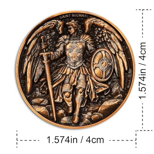 Leabet Saint Michael Archangel Protection Coin 157Inch DoubleSided Zinc Alloy Collectible with Antique Finish Featuring Saint Michael Prayer Christian Challenge Coin - Image 5