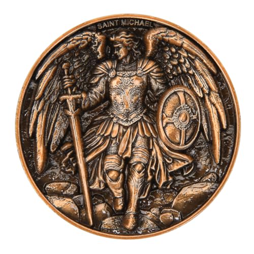 Leabet Saint Michael Archangel Protection Coin 157Inch DoubleSided Zinc Alloy Collectible with Antique Finish Featuring Saint Michael Prayer Christian Challenge Coin - Image 1