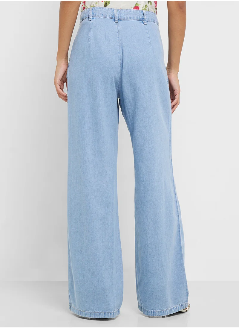مانجو Wideleg Lyocell Trousers With Pleats