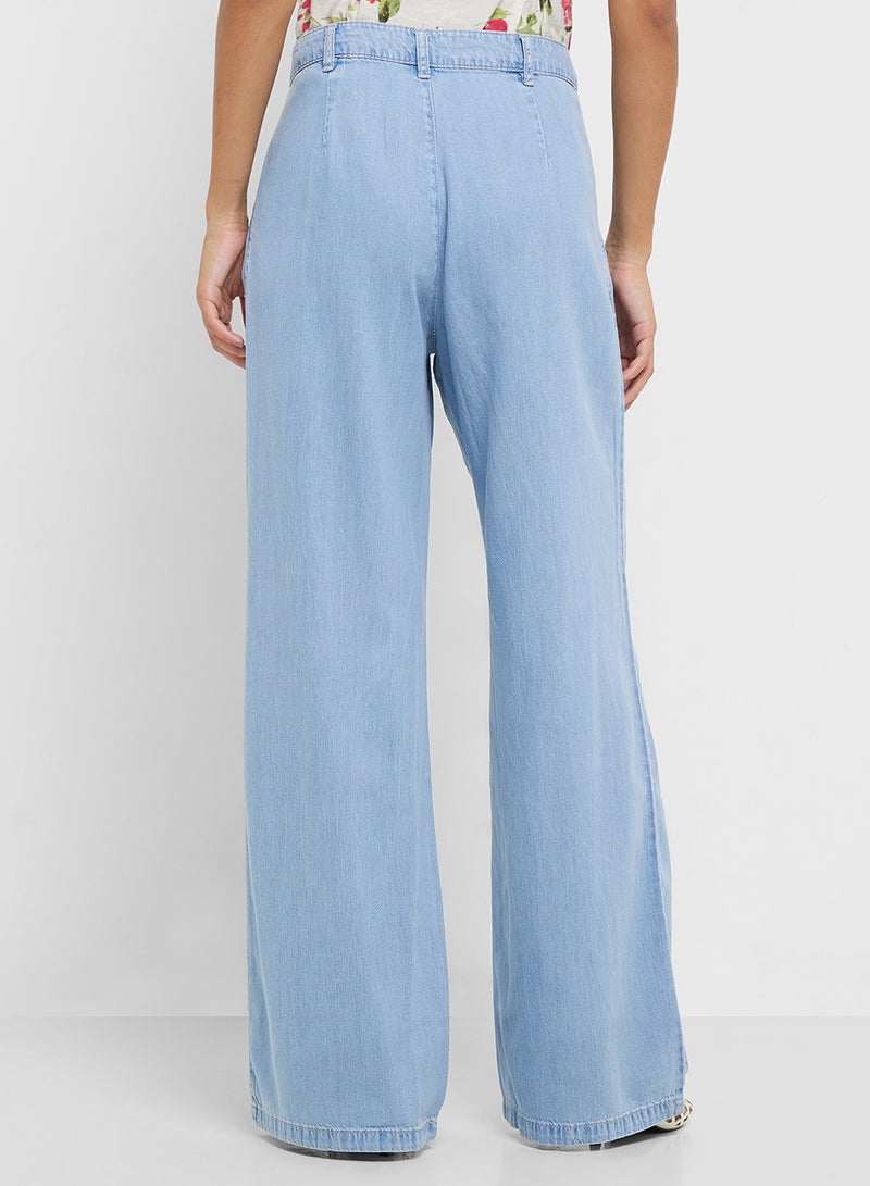 MANGO Wideleg Lyocell Trousers With Pleats  - Image 2