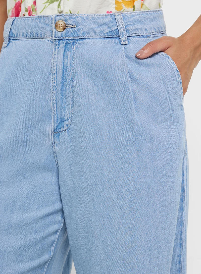 MANGO Wideleg Lyocell Trousers With Pleats