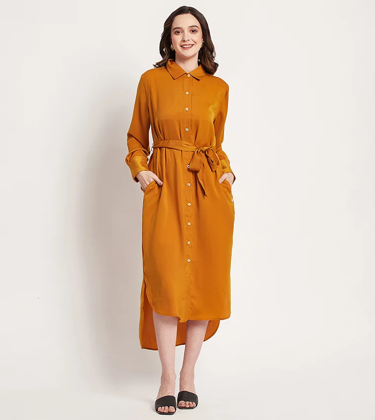 بيفرلي هيلز بولو كلوب Solid Long Sleeves Shirt Dress
