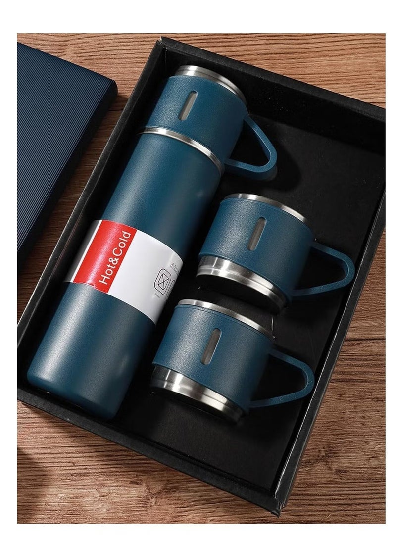 Stainless Steel vacuum Flask Gift Set: Insulated Water bottle for Outdoor Travel and Sipping (Blue) - Image 3