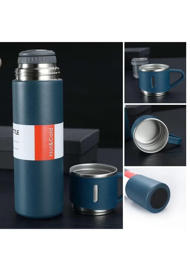 Stainless Steel vacuum Flask Gift Set: Insulated Water bottle for Outdoor Travel and Sipping (Blue) - Image 2