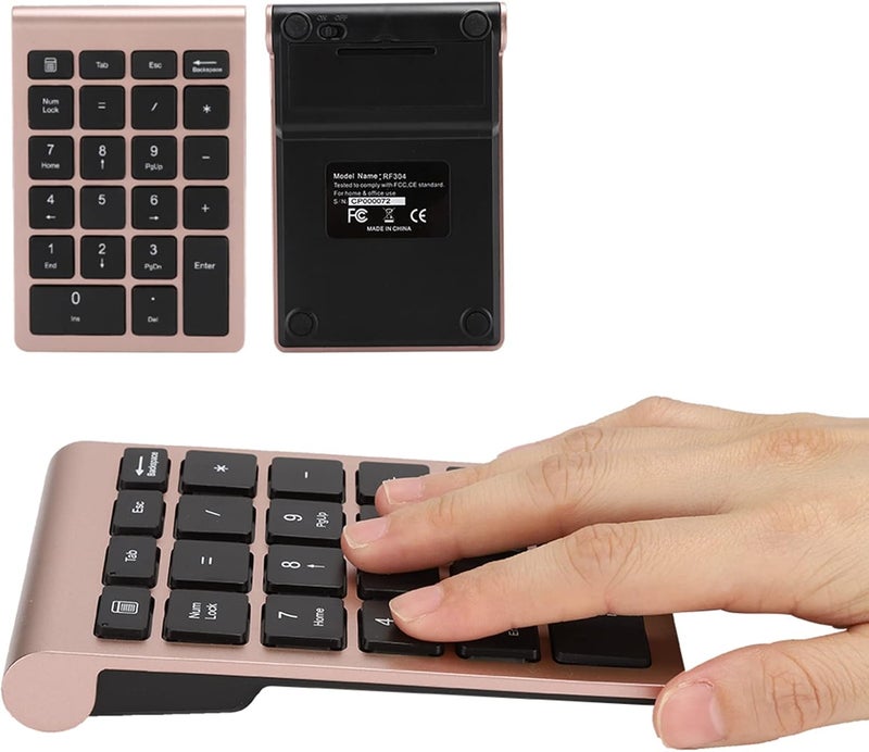 22 Keys Wireless Numeric Keypad, USB Keyboard, Ergonomic Design (Rose Gold) - Image 4