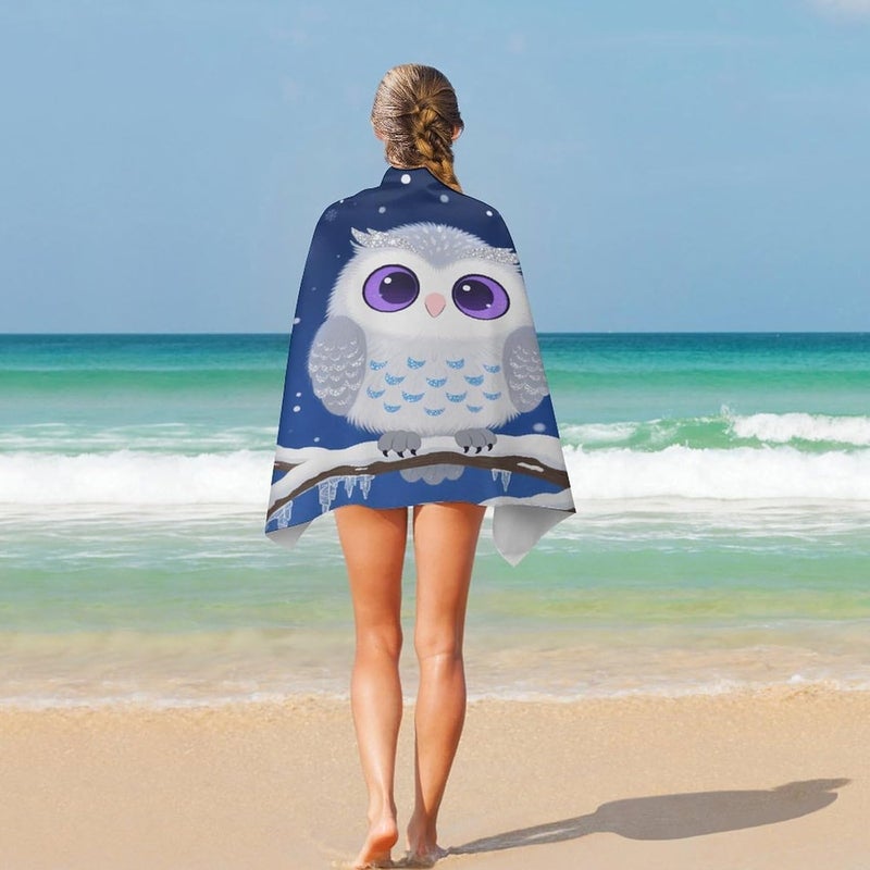 Beach Towel 31"x51" Lightweight, Super Absorbent Sandproof Towels Cute Owl Double-Sided Plush Towel for Adults, Travel, Pool, Gym & Sports Sand-Free Quick-Dry Bath Towels - Image 5