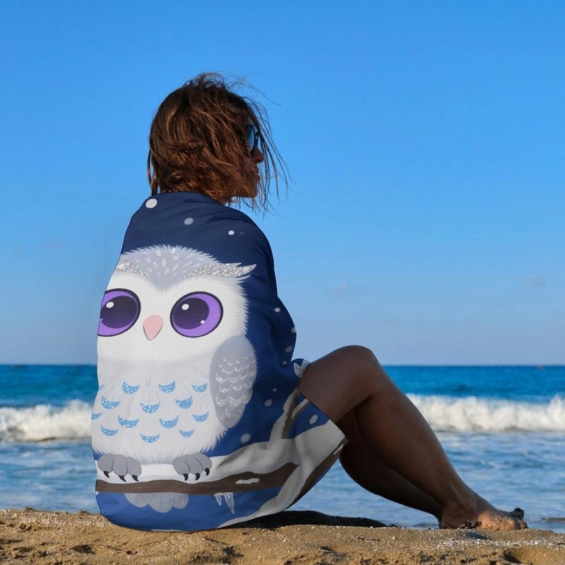 Beach Towel 31"x51" Lightweight, Super Absorbent Sandproof Towels Cute Owl Double-Sided Plush Towel for Adults, Travel, Pool, Gym & Sports Sand-Free Quick-Dry Bath Towels - Image 4