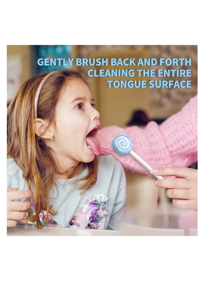 Generic 2PCS Kids Tongue Scraper for Ages 2-8, 100% BPA-Free Silicone Cleaner –  Lollipop with Easy-to-Grasp Handles and Smiley Covers, Helps Freshen Bad Breath (Red and Blue)  - Image 5