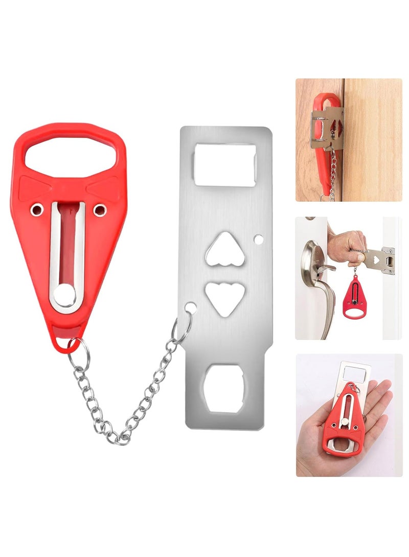 HW Portable Travel Door Lock, No Drilling Required, Quick Installation, Lightweight and Portable, Perfect for Hotel Rooms, Apartments, Ideal Gift for Travelers, Women, Renters(1 Red) - Image 1