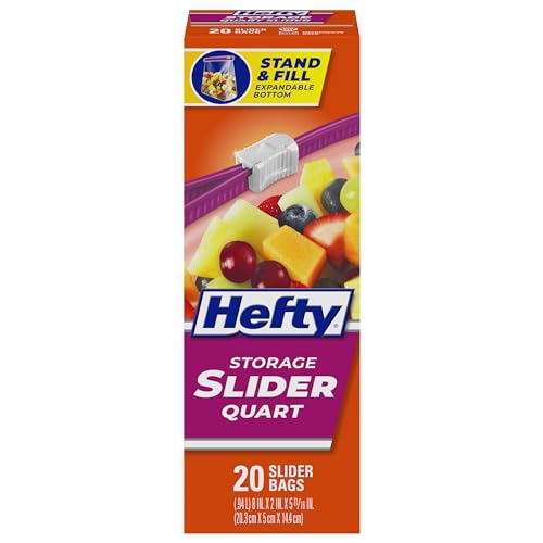 Hefty أكياس تخزين هيفتي سلايدر، حجم ربع، 20 قطعة (عبوة من 9)، 180 إجمالي - Image 1