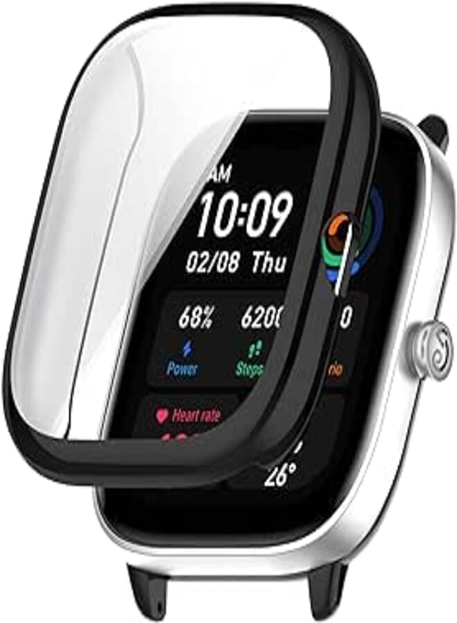 Beauenty Screen Protector Film TPU Case for Amazfit GTS 4 Mini (2022), All-Inclusive Anti-Drop Electroplating Cover (Amazfit GTS 4 Mini, black)