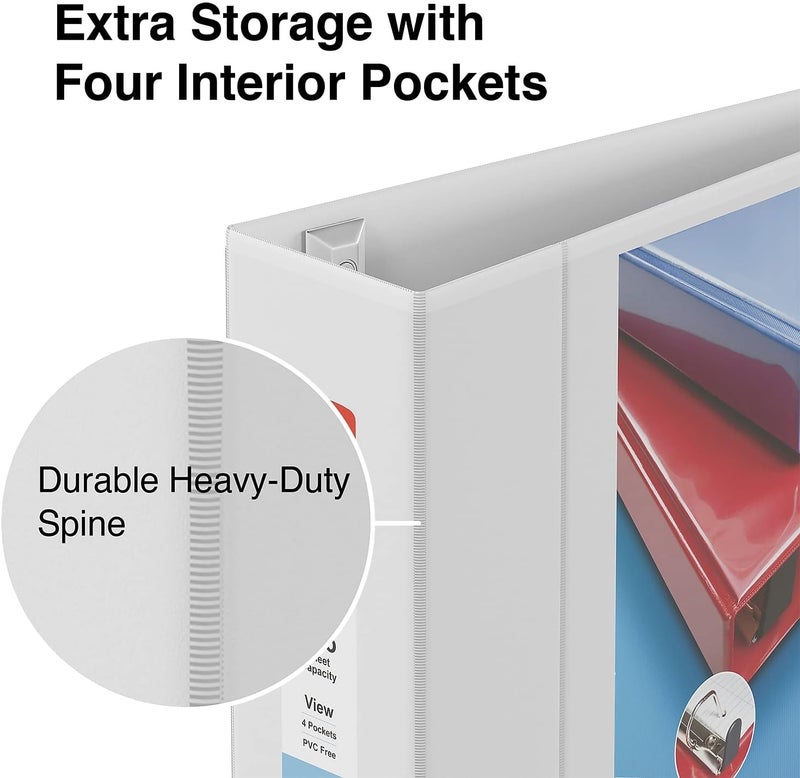 Staples Heavy Duty 4-Inch 3-Ring View Binder White - Image 4