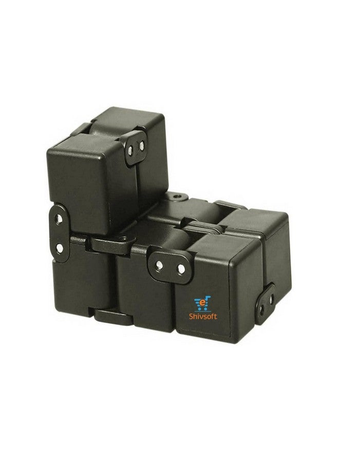 Shivsoft Infinity Cube Toy for Kids and Adults, Best for Anti Stress and Anxiety Relief- Full Black - Image 1
