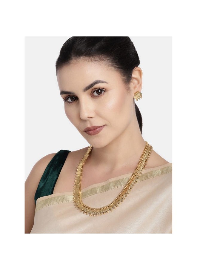 I Jewels I Jewels 18K Gold Plated Traditional Stylish Coin Maharani Haar Necklace With Earrings For Women & Girls (MC045)  - Image 2