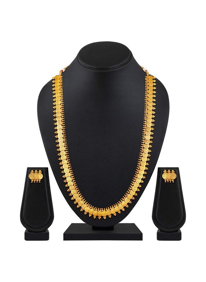 I Jewels I Jewels 18K Gold Plated Traditional Stylish Coin Maharani Haar Necklace With Earrings For Women & Girls (MC045)  - Image 4