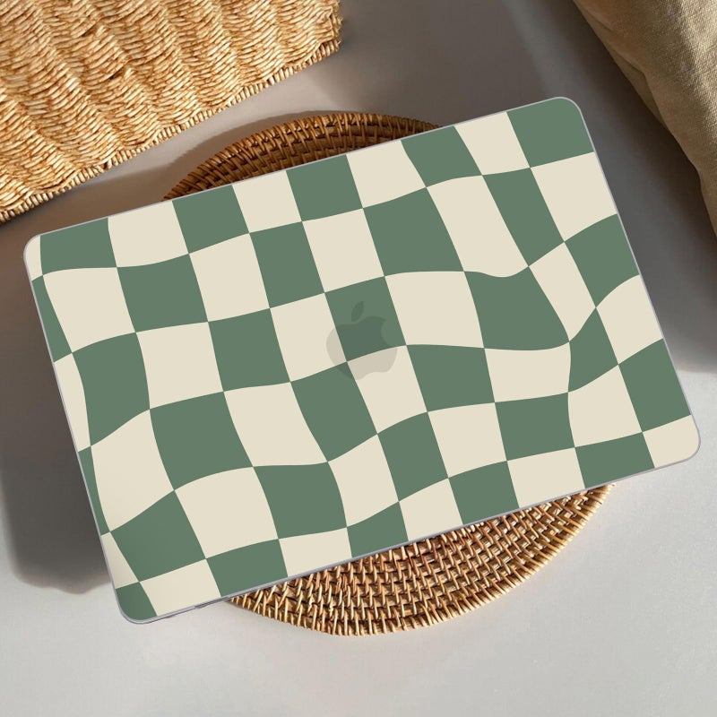 AKIT Compatible with MacBook Air 13 Inch Case M1 2022 2021 2020 2019 2018 A2337 A2179 A1932, Pattern Hard Laptop Shell+Screen Protector+Keyboard Cover for MacBook Air 13.3 Inch, Green Checkerboard - Image 4