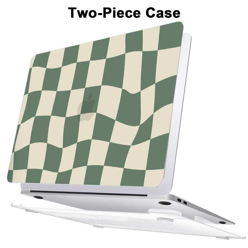 AKIT Compatible with MacBook Air 13 Inch Case M1 2022 2021 2020 2019 2018 A2337 A2179 A1932, Pattern Hard Laptop Shell+Screen Protector+Keyboard Cover for MacBook Air 13.3 Inch, Green Checkerboard - Image 5