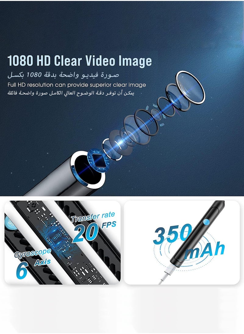 Ear Wax Removal -  2000w HD camera with Camera Earwax Remover Tool with 9 Pcs Ear Set  - Earwax Removal Kit with Light -With 6 soft silicone ear spoons - Ear Cleaner for iOS & Android