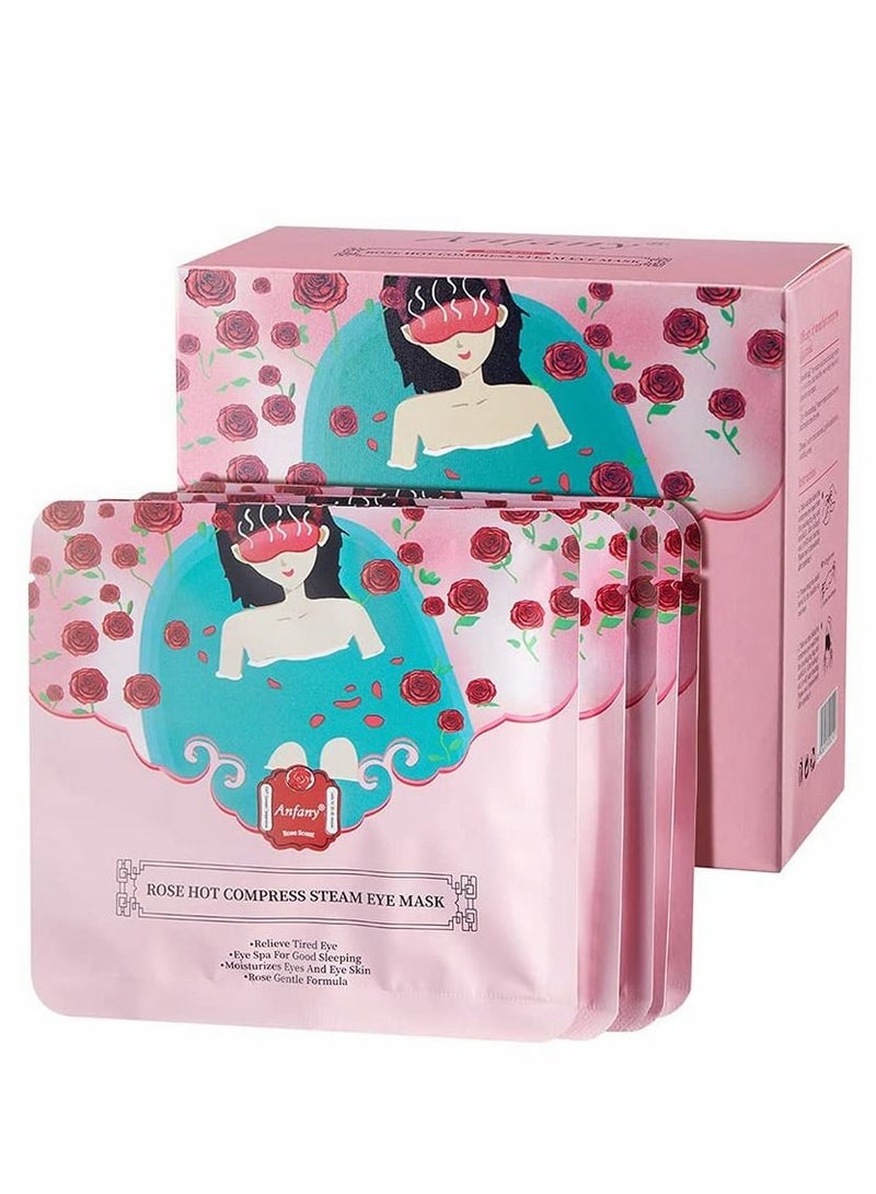 KASTWAVE Steam Eye Mask 10 Packs Hot Steam Eye SPA Mask, Relieve Eyestrain Warming Eye Patch, Rose Fragrance  - Image 1