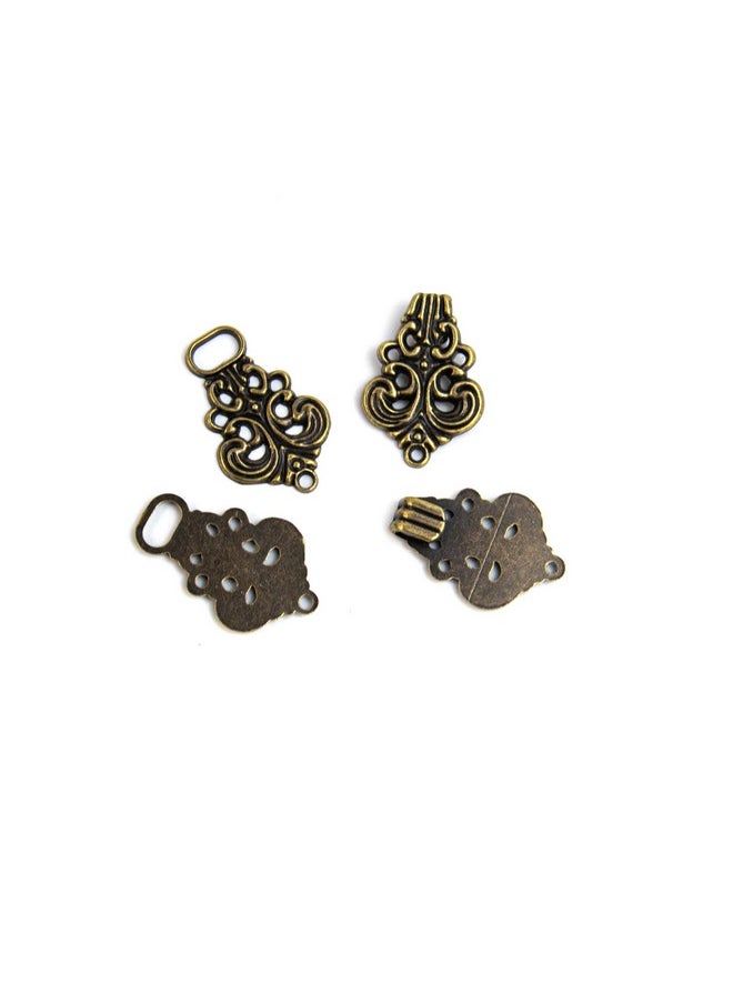 AUEAR - 6 Pairs Antique Brass Sweater Clips Swirl Flower Cape Shawl Collar Cloak Clasp Fasteners Vintage Dress Shirt Brooch Sew On Hooks And Eyes Retro Cardigan Clip - Image 1