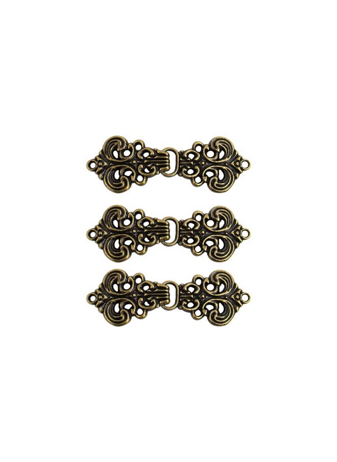 AUEAR - 6 Pairs Antique Brass Sweater Clips Swirl Flower Cape Shawl Collar Cloak Clasp Fasteners Vintage Dress Shirt Brooch Sew On Hooks And Eyes Retro Cardigan Clip - Image 1